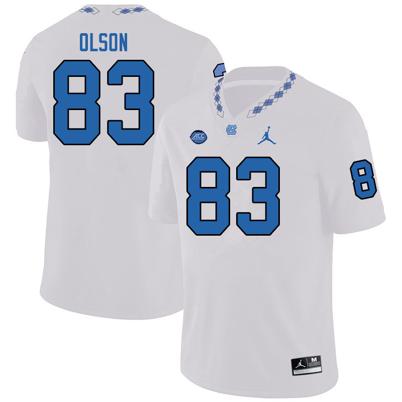 Jordan Brand Men #83 Justin Olson North Carolina Tar Heels College Football Jerseys Sale-White